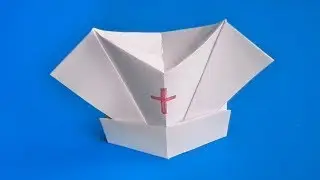 оригами медицинская шапочка, как сделать оригами шапка медсестры, origami medical cap