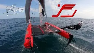 iFLY15 full Foiling in 6kts. of wind. Hydrofoil catamaran with revolutionary light wind sail