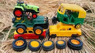In the ground tractor, truck, oil tanker, auto rickshaw find toy and body part attachment | tractor