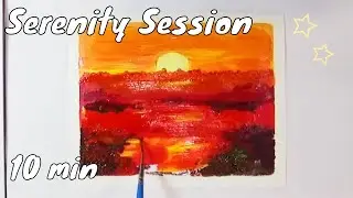 10 min Relaxing Music / Painting Meditation / Sunset / Deep Relaxation - Rain & Windy Forest 😌