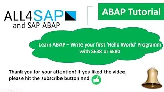 SAP ABAP Tutorial - Developing the first 'Hello World' Programm + Tricks and Tipps