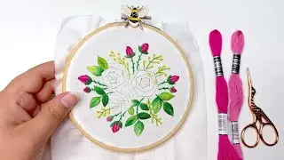 Roses Stitch-Along 🌹 Day 3 - Flower Buds ✂️ Bullion Stitch and Satin Stitch 🪡 Brazilian Embroidery