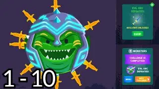Knife Hit Monsters Challenge 1 to 10 Bosses (Evil Orc Boss) || Knife Hit ||