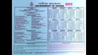 2023 odisha govt calendar for all