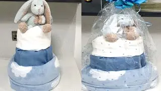 Baby diaper cake hamper/newbron baby diaper hamper gift idea/diY Baby hamper/Baby shower gift