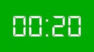 20 Seconds Timer HD No Copyright - White Green Screen + Beep