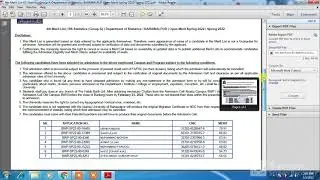 BS Statistics merit list lag chukii thii..