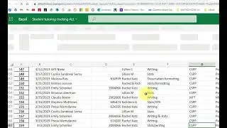 Alliant Tutor tracking online Excel sheet
