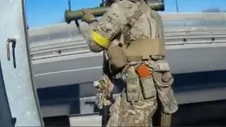 Helmet Camera - Ukrainians Destroy Russian Tank With Rockets