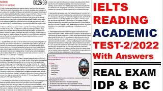 IELTS Reading Actual Test 2 With Answers 2022 | Academic | BC & IDP | 08-04-2022