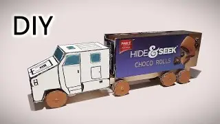 How to make Container truck which is carrying Hide & seek choco rolls Biscuits