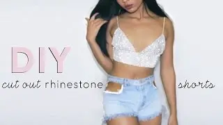 DIY RHINESTONE DENIM SHORTS + CHOKER | Adonia Bree