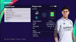 [PES 2021 | PES 2020 | PES 2019] ARDA GULER FACE BUILD AND STATS
