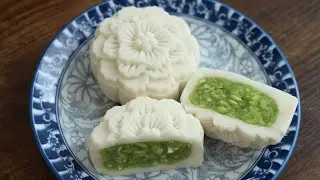 Bánh dẻo trung thu nhân cốm dừa - nhân bánh dẻo đứng không cứng | Green rice mooncakes
