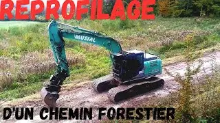 reprofilage d'une route forestière... kobelco sk 180 lc 11 et steelwrist x 20