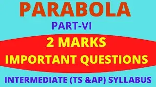 PARABOLA PART -VI / MATHEMATICS II B/2 Marks Most Important Questions in  I.P.E. / TS & AP SYLLABUS