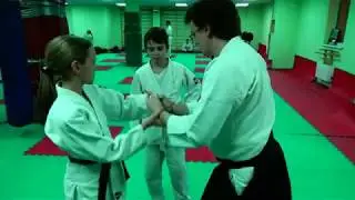 Шесть техник айкидо подряд. Дети.