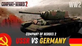 Attack of heavy tanks in Company of Heroes 2 - USSR vs Germany - World of War 2 (WW2)