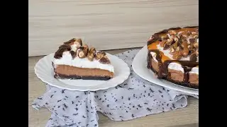 No bake chocolate and caramel cheesecake | Cheesecake fara coacere cu ciocolata si caramel