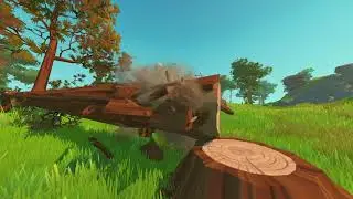 Chopping da big tree with an axe