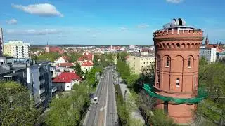 Poland / Olsztyn - Żołnierska Street from a drone. dji mini 3 pro 4k