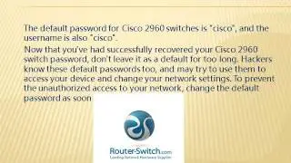 Reset Cisco 2960 Switch Password
