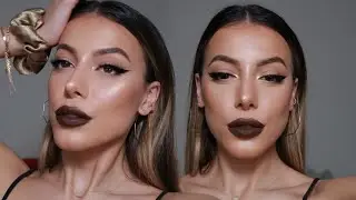 BOLD DARK LIPSTICK & CAT EYELINER FOR ROUND EYES! EVERYDAY GLOWY MAKEUP TUTORIAL 2021