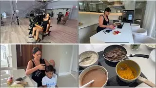 Rotina da manhã MÃE DE 3 + minha dieta e treinos