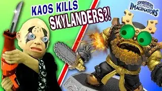 CRAZY KAOS DESTROYS SKYLANDERS! Sawing Toys in Half! Wave 4 Pikachu? Grave Clobber & Easter Toys