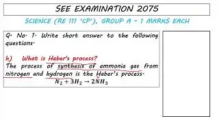SEE 2075 Science || Question 1h || CP ; Province 3