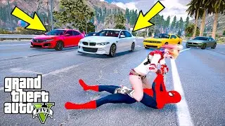 SPİDERMAN VE HARLEY QUİNN SÜPER HIZLI ARABALARLA YARIŞIYOR! - GTA 5
