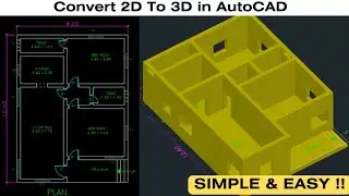 Convert 2D drawing to 3D in AUTOCAD | AutoCAD 3D | How to convert 2D plan into 3D