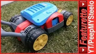 Kids Toy Lawn Mower w/ Motor Sound & Gas Cap to Sound Making Levers / Knob Dials on Push Bar