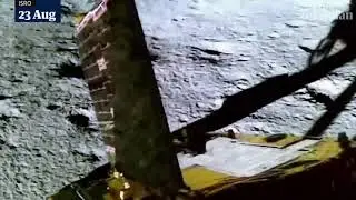 India's Pragyan Rover rolling onto the  moon's surface