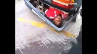 boy tries to hide from cops..