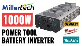 MillerTech 1000W Triple Socket Power Tool Battery Inverter - DeWalt 20V Milwaukee 18V Makita 18V