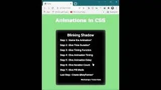 Create Blinking Animation | CSS Animations | Html | CSS | 