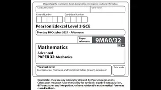 Pearson Edexcel Mechanics 2021 A level maths