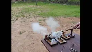 Firing a twentieth scale model English 6-Pounder Gun.