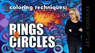 Rings & Circles design. Drawing steps and coloring technique.