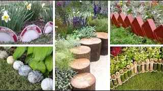 Необычные бордюры для клумбы из самых  простых вещей