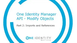 One Identity Manager | Scripting #8 | Modify Objects - Imports and References