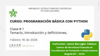 Curso de Programación Básica con Python - Clase #1 (febrero 16 de 2026)