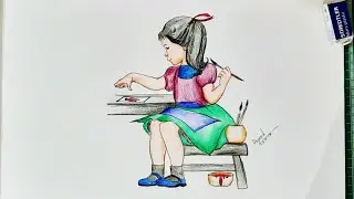 artist cute girl/how to draw cute girl pencil drawing