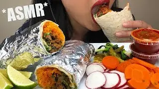 ** ASMR CARNE ASADA BURRITO ** Eating Sounds | Crunchy Veggies + Hot Sauce | BIG BITES | ASMR Phan