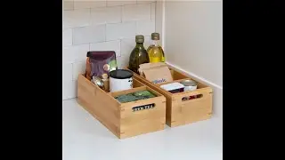 Set of 2 Multi-Use Stackable Kitchen Storage Pantry Boxes, Bamboo