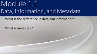 1.1 - Data, Information, and Metadata