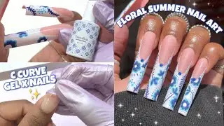 TRYING 3XL SCULPTED C CURVE GEL X EXTENSIONS! | FRENCH TIP FLORAL NAIL ART | MELODY SUSIE