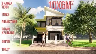 Desain Rumah Minimalis 6x10 meter, 2 Lantai, 3 Kamar Tidur