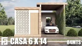 DISEÑO DE CASA 6X14 METROS 84m2